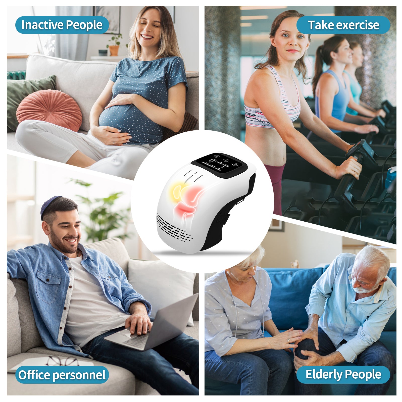 Intelligentes elektrisches Kniemassagegerät für den Heimgebrauch mit intelligenter Knet- und Heizfunktion, wiederaufladbar, zur Schmerzlinderung durch Infrarotlaser und Vibration