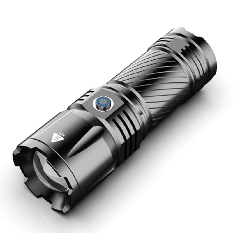 Taschenlampe aus Aluminiumlegierung mit weißem Laserlicht, starkem Auflademechanismus und großer Reichweite