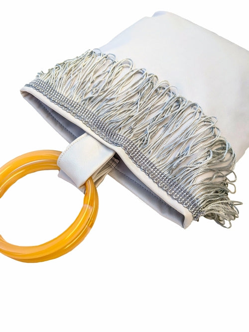 Light grey mini faux leather bag